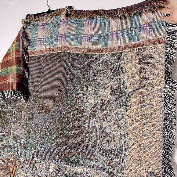 Vintage Mohawk Home Bear Tapestry Throw Blanket W Fringe - Picture 9 of 15